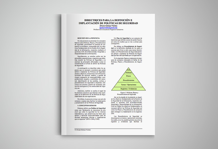 Directrices para la definición e implantación de las Políticas de Seguridad